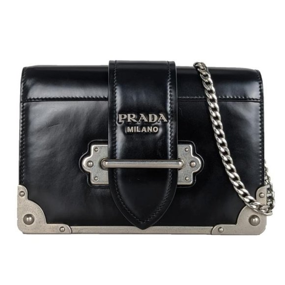 Prada Handbags - SOLD Prada Cahier Black Leather Cross Body Bag